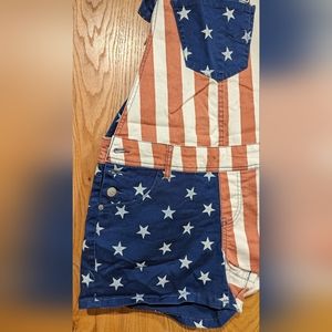 4th Of July American Flag Short Overalls